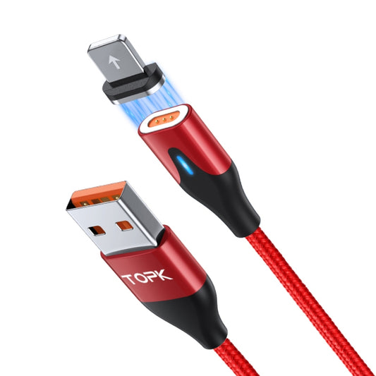 TOPK AM63 1m USB to 8 Pin Flat Magnetic Metal Connector Nylon Braided Magnetic Fast Charging Data Cable(Red) - Charging Cable & Head by TOPK | Online Shopping UK | buy2fix