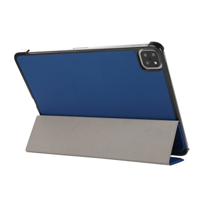 3-folding Skin Texture Horizontal Flip TPU + PU Leather Case with Holder For iPad Air 11 2024 / 2022 / 2020 10.9 (Navy Blue) - iPad Air (2022) / (2020) 10.9 Cases by buy2fix | Online Shopping UK | buy2fix