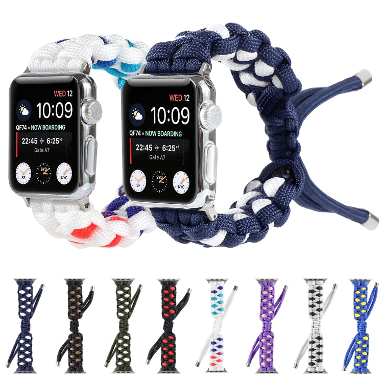 Braided Umbrella Cord Watch Band For Apple Watch Ultra 49mm&Watch Ultra 2 49mm / Series 9&8&7 45mm / SE 3&SE 2&6&SE&5&4 44mm / 3&2&1 42mm(Blue) - Watch Bands by buy2fix | Online Shopping UK | buy2fix