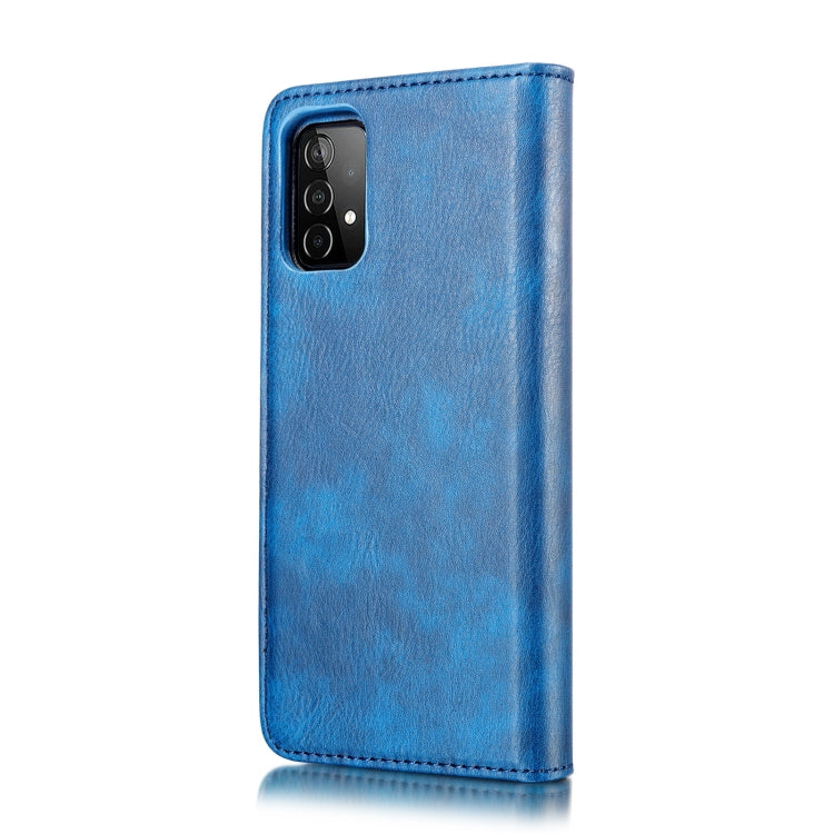 For Samsung Galaxy A52 5G / 4G DG.MING Crazy Horse Texture Flip Detachable Magnetic Leather Case with Holder & Card Slots & Wallet(Blue) - Galaxy Phone Cases by DG.MING | Online Shopping UK | buy2fix