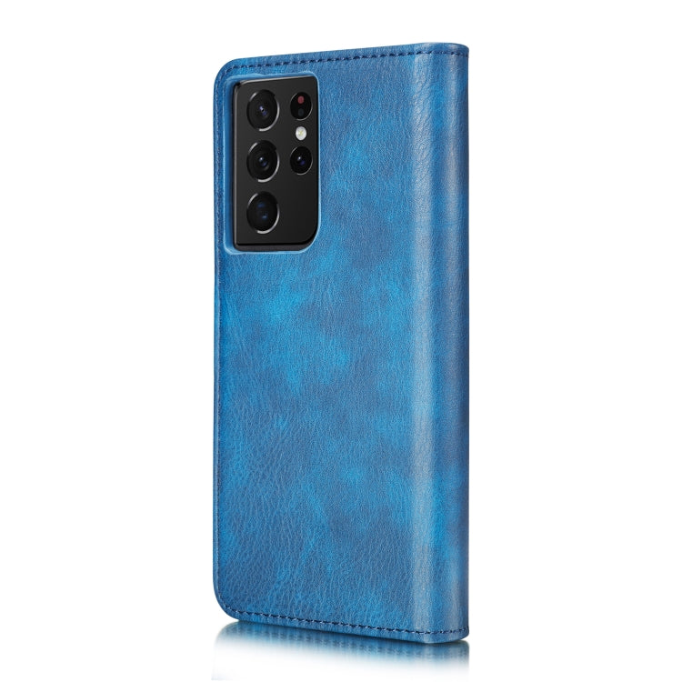 For Samsung Galaxy S21 Ultra 5G DG.MING Crazy Horse Texture Flip Detachable Magnetic Leather Case with Holder & Card Slots & Wallet(Blue) - Galaxy S21 Ultra 5G Cases by DG.MING | Online Shopping UK | buy2fix