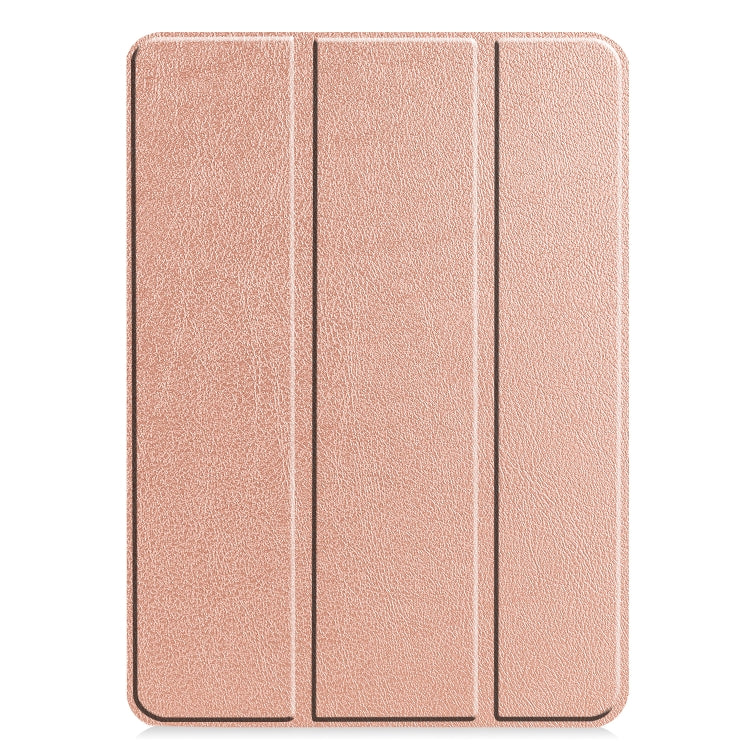 For  iPad Air 13 2024 / Pro 12.9 2022 Custer Texture 3-folding Smart Leather Tablet Case(Rose Gold) - iPad Pro 12.9 (2022/2021) Cases by buy2fix | Online Shopping UK | buy2fix