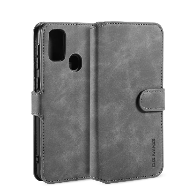 For Galaxy M30s DG.MING Retro Oil Side Horizontal Flip Case with Holder & Card Slots & Wallet(Grey) - Galaxy Phone Cases by DG.MING | Online Shopping UK | buy2fix