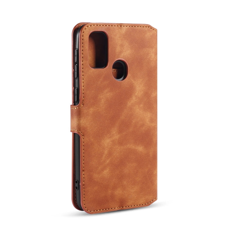 For Galaxy M30s DG.MING Retro Oil Side Horizontal Flip Case with Holder & Card Slots & Wallet(Brown) - Galaxy Phone Cases by DG.MING | Online Shopping UK | buy2fix