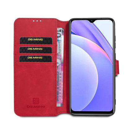 For Xiaomi Redmi Note 9 4G DG.MING Retro Oil Side Horizontal Flip Leather Case with Holder & Card Slots & Wallet(Red) - Xiaomi Cases by DG.MING | Online Shopping UK | buy2fix