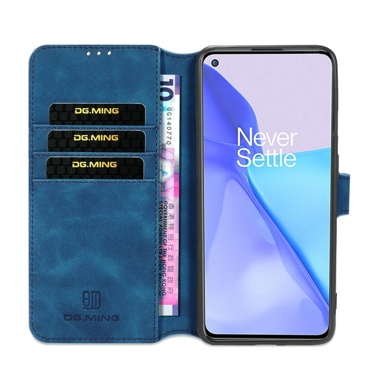 For OnePlus 9 DG.MING Retro Oil Side Horizontal Flip Leather Case with Holder & Card Slots & Wallet(Blue) - OnePlus Cases by DG.MING | Online Shopping UK | buy2fix