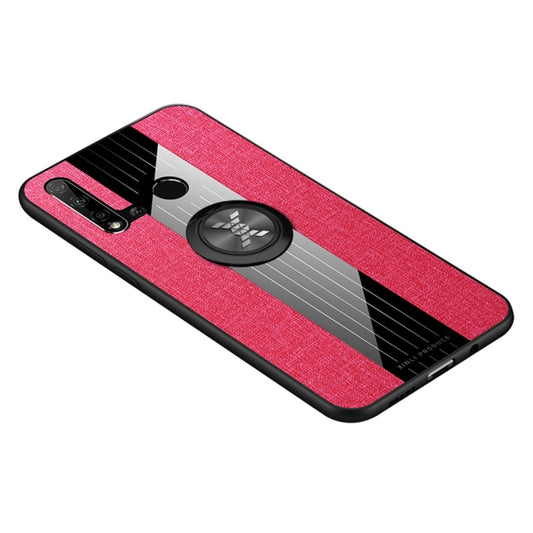 For Huawei nova 5i XINLI Stitching Cloth Textue Shockproof TPU Protective Case with Ring Holder(Red) - Huawei Cases by XINLI | Online Shopping UK | buy2fix