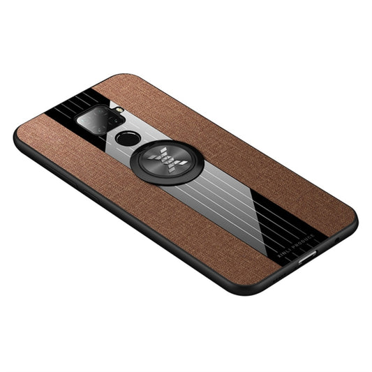 For Huawei nova 5i Pro XINLI Stitching Cloth Textue Shockproof TPU Protective Case with Ring Holder(Brown) - Huawei Cases by XINLI | Online Shopping UK | buy2fix