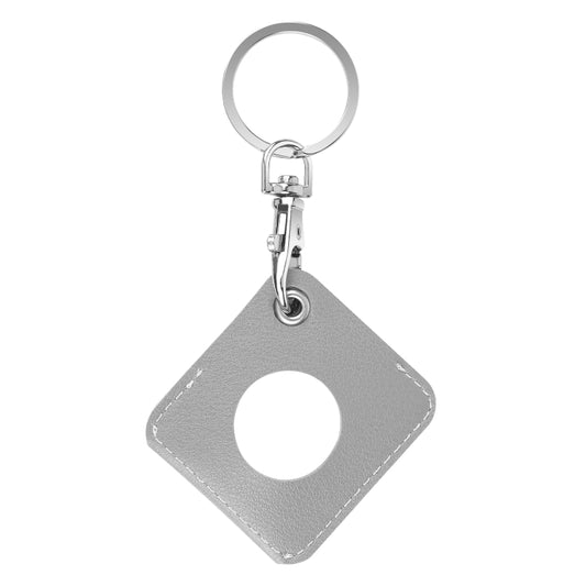 Square PU Leather Case Shockproof Anti-scratch Protective Cover with Keychain Ring Loop For AirTag(Light Grey) - Key Chain Series by MOMAX | Online Shopping UK | buy2fix