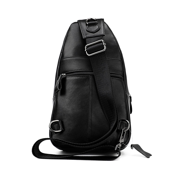 Men Leather Chest Bag Retro Shoulder Bag(Black) - Single-shoulder Bags by buy2fix | Online Shopping UK | buy2fix