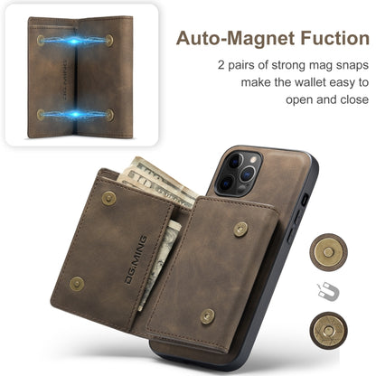 For iPhone 12 Pro Max DG.MING M1 Series 3-Fold Multi Card Wallet + Magnetic Back Cover Shockproof Case with Holder Function(Coffee) - iPhone 12 Pro Max Cases by DG.MING | Online Shopping UK | buy2fix