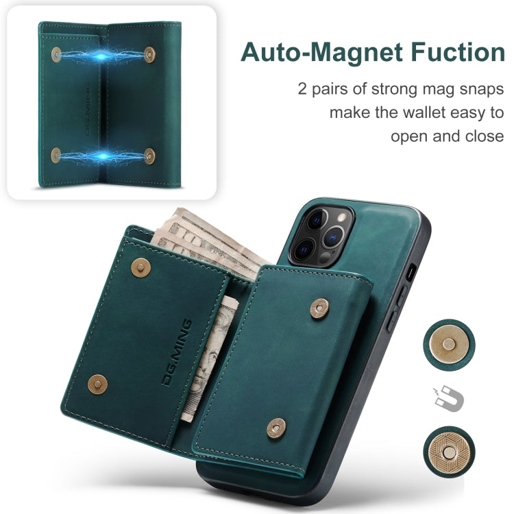 For iPhone 12 Pro Max DG.MING M1 Series 3-Fold Multi Card Wallet + Magnetic Back Cover Shockproof Case with Holder Function(Green) - iPhone 12 Pro Max Cases by DG.MING | Online Shopping UK | buy2fix