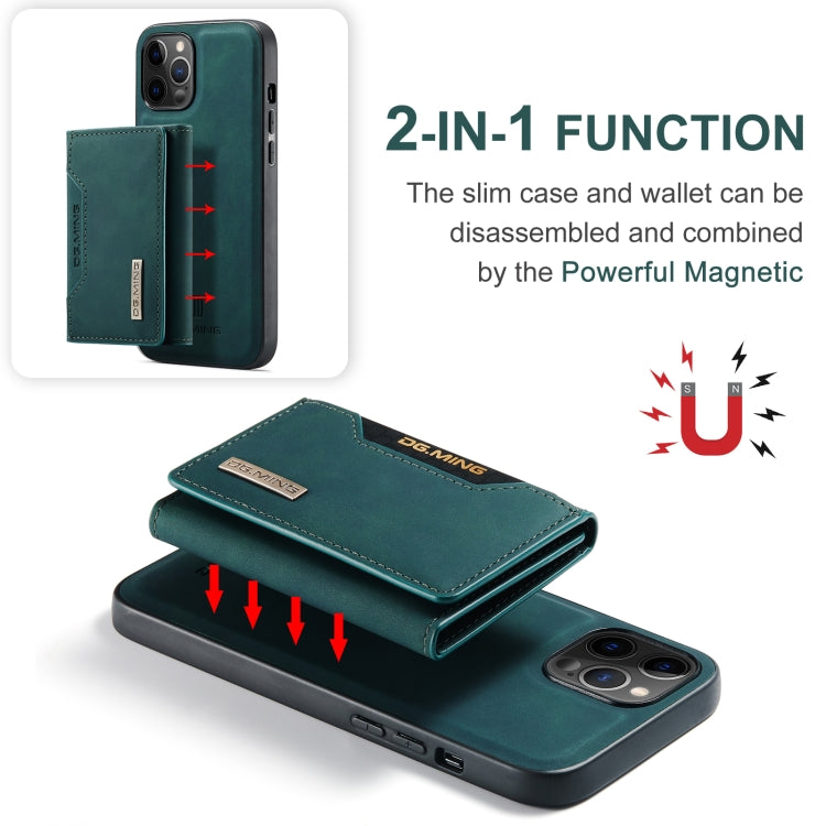 For iPhone 12 Pro Max DG.MING M2 Series 3-Fold Multi Card Bag + Magnetic Back Cover Shockproof Case with Wallet & Holder Function(Green) - iPhone 12 Pro Max Cases by DG.MING | Online Shopping UK | buy2fix