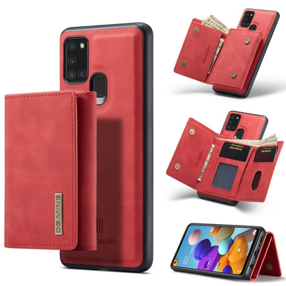 For Samsung Galaxy A21s DG.MING M1 Series 3-Fold Multi Card Wallet  Back Cover Shockproof Case with Holder Function(Red) - Galaxy Phone Cases by DG.MING | Online Shopping UK | buy2fix