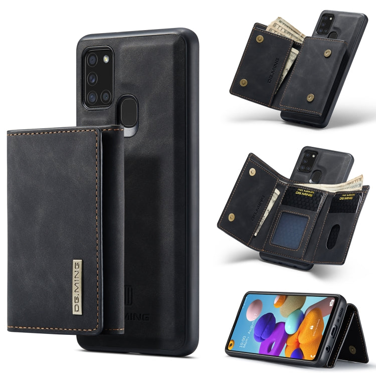 For Samsung Galaxy A21s DG.MING M1 Series 3-Fold Multi Card Wallet  Back Cover Shockproof Case with Holder Function(Black) - Galaxy Phone Cases by DG.MING | Online Shopping UK | buy2fix