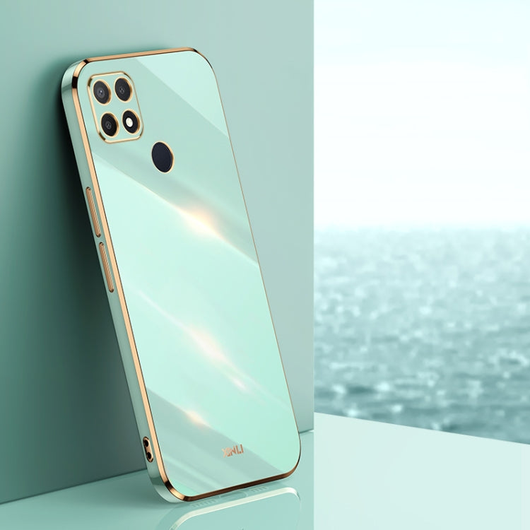 For OPPO A15 XINLI Straight 6D Plating Gold Edge TPU Shockproof Case(Mint Green) - OPPO Cases by XINLI | Online Shopping UK | buy2fix