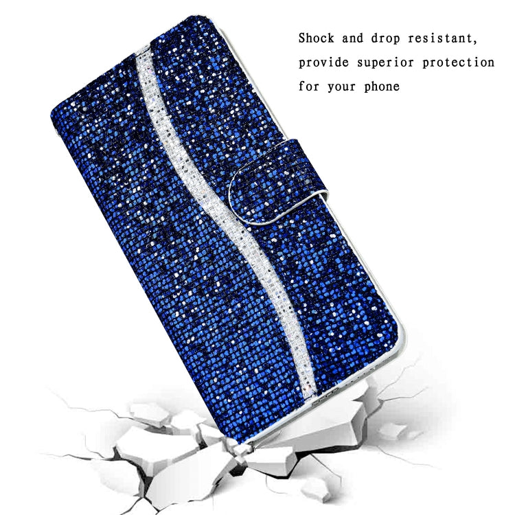 For iPhone 13 Pro Max Glitter Powder Horizontal Flip Leather Case with Card Slots & Holder & Lanyard (Blue) - iPhone 13 Pro Max Cases by buy2fix | Online Shopping UK | buy2fix