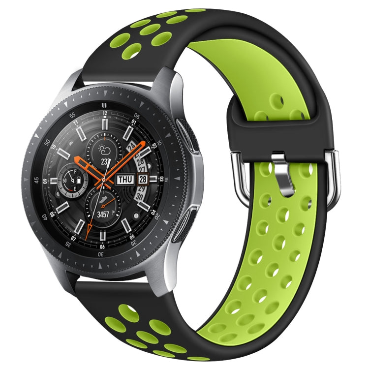 For Galaxy Watch 46 / S3 / Huawei Watch GT 1 / 2 22mm Smart Watch Silicone Double Color Watch Band, Size:L(Black Green) - Watch Bands by buy2fix | Online Shopping UK | buy2fix