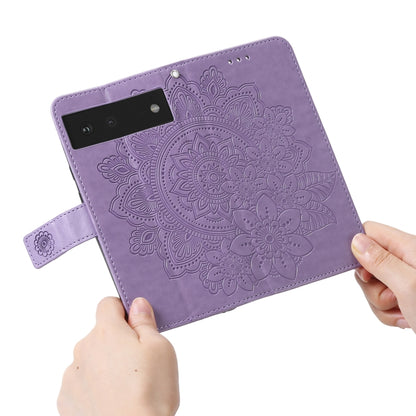 For Google Pixel 6 7-petal Flowers Embossing Pattern Horizontal Flip PU Leather Case with Holder & Card Slots & Wallet & Photo Frame(Light Purple) - Google Cases by buy2fix | Online Shopping UK | buy2fix