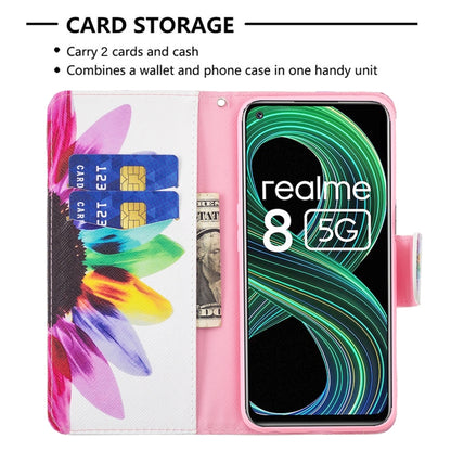 For OPPO Realme 8 5G / Realme V13 Colored Drawing Pattern Horizontal Flip Leather Case with Holder & Card Slots & Wallet(Sun Flower) - Realme Cases by buy2fix | Online Shopping UK | buy2fix