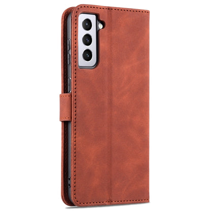 For Samsung Galaxy S21 FE 5G AZNS Skin Feel Calf Texture Horizontal Flip Leather Case with Card Slots & Holder & Wallet(Brown) - Galaxy Phone Cases by AZNS | Online Shopping UK | buy2fix