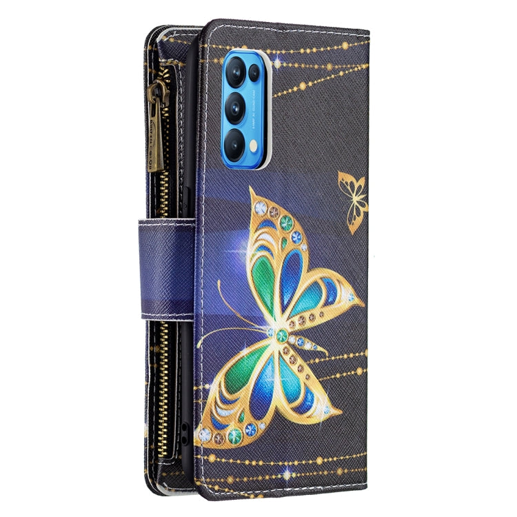 For OPPO Reno5 5G Colored Drawing Pattern Zipper Horizontal Flip Leather Case with Holder & Card Slots & Wallet(Big Butterfly) - OPPO Cases by buy2fix | Online Shopping UK | buy2fix