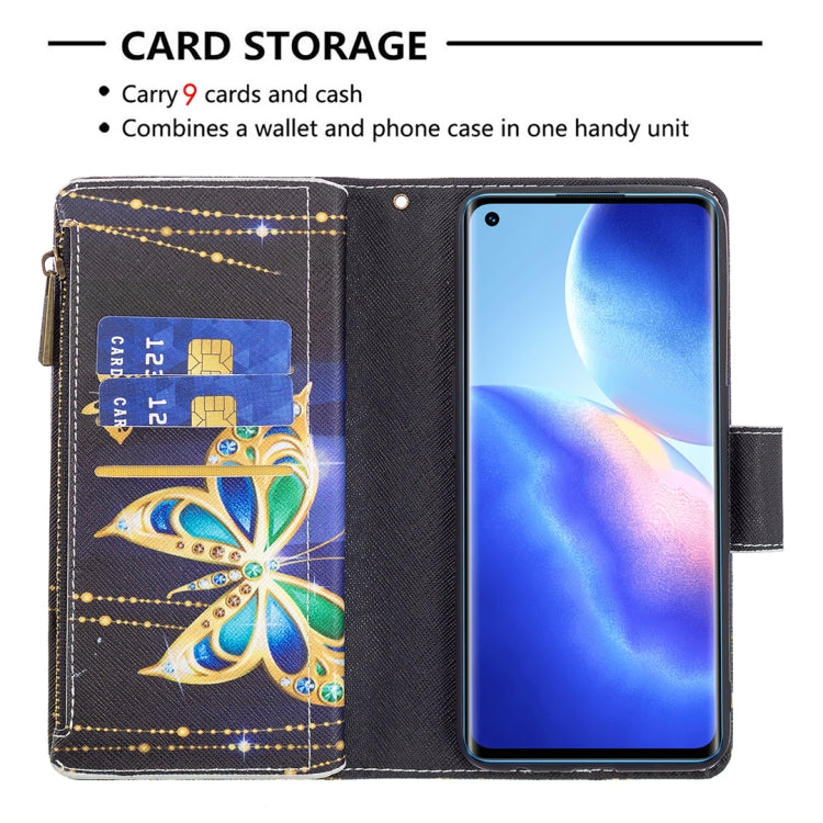 For OPPO Reno5 5G Colored Drawing Pattern Zipper Horizontal Flip Leather Case with Holder & Card Slots & Wallet(Big Butterfly) - OPPO Cases by buy2fix | Online Shopping UK | buy2fix