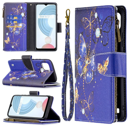 For OPPO Realme C21/C20 Colored Drawing Pattern Zipper Horizontal Flip Leather Case with Holder & Card Slots & Wallet(Purple Butterfly) - Realme Cases by buy2fix | Online Shopping UK | buy2fix