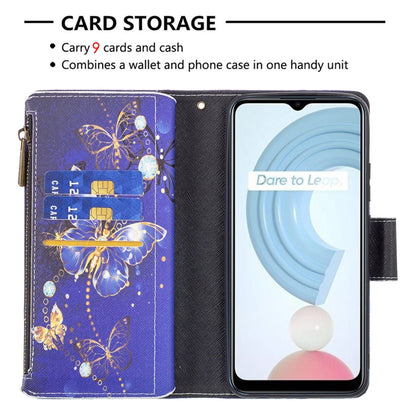 For OPPO Realme C21/C20 Colored Drawing Pattern Zipper Horizontal Flip Leather Case with Holder & Card Slots & Wallet(Purple Butterfly) - Realme Cases by buy2fix | Online Shopping UK | buy2fix