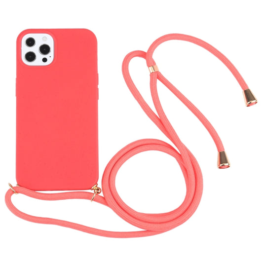 For iPhone 13 Pro Wheat Straw Material + TPU Shockproof Case with Neck Lanyard (Red) - iPhone 13 Pro Cases by buy2fix | Online Shopping UK | buy2fix