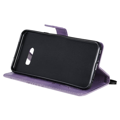 For LG G8X Pressed Printing Butterfly Pattern Horizontal Flip PU Leather Case with Holder & Card Slots & Wallet & Lanyard(Purple) - LG by buy2fix | Online Shopping UK | buy2fix