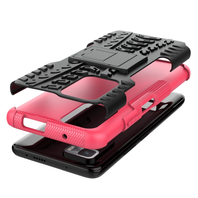 For Xiaomi Poco X3 GT Tire Texture Shockproof TPU+PC Protective Case with Holder(Pink) - Xiaomi Cases by buy2fix | Online Shopping UK | buy2fix