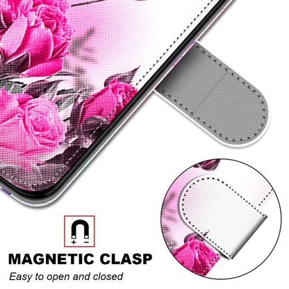 For iPhone 13 Coloured Drawing Cross Texture Horizontal Flip PU Leather Case with Holder & Card Slots & Wallet & Lanyard(Wild Rose) - iPhone 13 Cases by buy2fix | Online Shopping UK | buy2fix