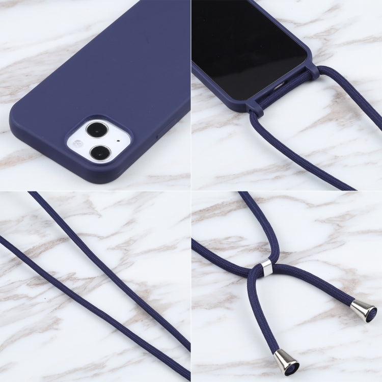 For iPhone 13 Candy Colors TPU Protective Case with Lanyard(Dark Blue) - iPhone 13 Cases by buy2fix | Online Shopping UK | buy2fix