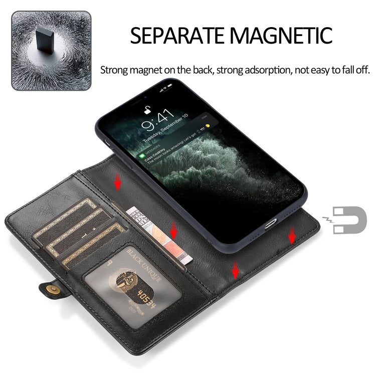 For iPhone 13 Strong Magnetic Detachable Horizontal Flip Leather Case with Card Slots & Wallet(Black) - iPhone 13 Cases by buy2fix | Online Shopping UK | buy2fix