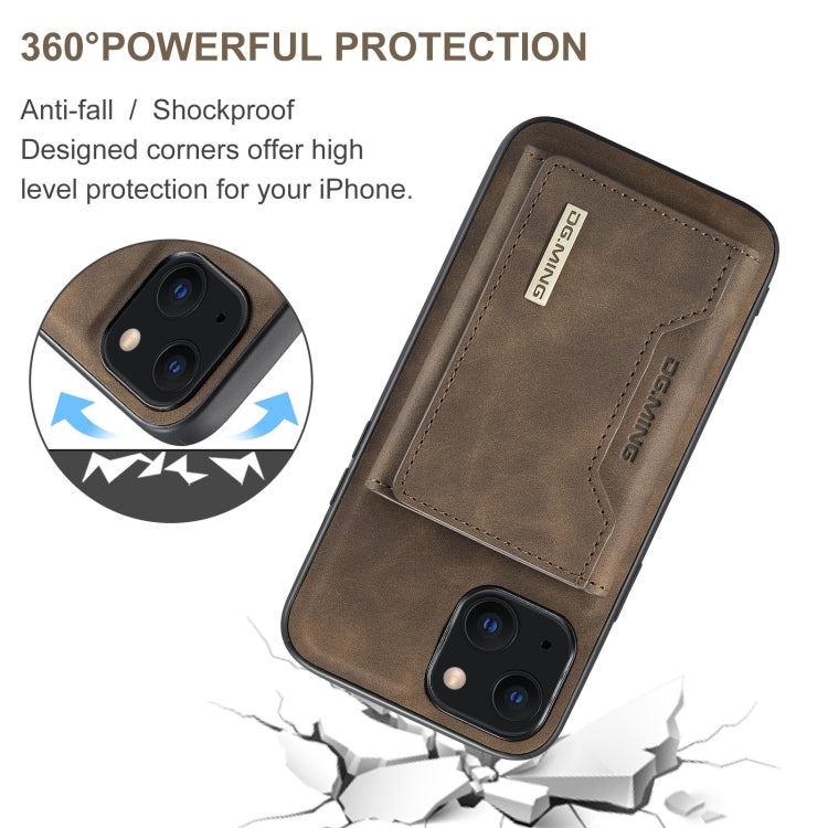 For iPhone 13 mini DG.MING M2 Series 3-Fold Card Bag Shockproof Case with Wallet & Holder Function (Coffee) - iPhone 13 mini Cases by DG.MING | Online Shopping UK | buy2fix