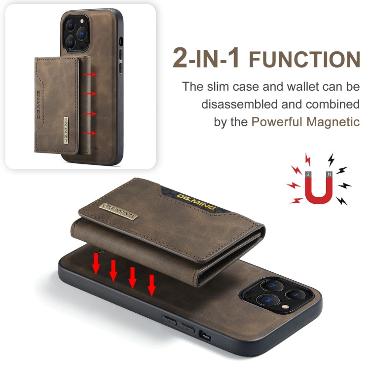 For iPhone 13 Pro DG.MING M2 Series 3-Fold Card Bag Shockproof Case with Wallet & Holder Function (Coffee) - iPhone 13 Pro Cases by DG.MING | Online Shopping UK | buy2fix