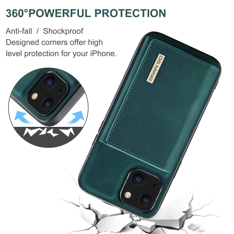 For iPhone 13 DG.MING M1 Series 3-Fold Multi Card Wallet Shockproof Case with Holder Function (Green) - iPhone 13 Cases by DG.MING | Online Shopping UK | buy2fix