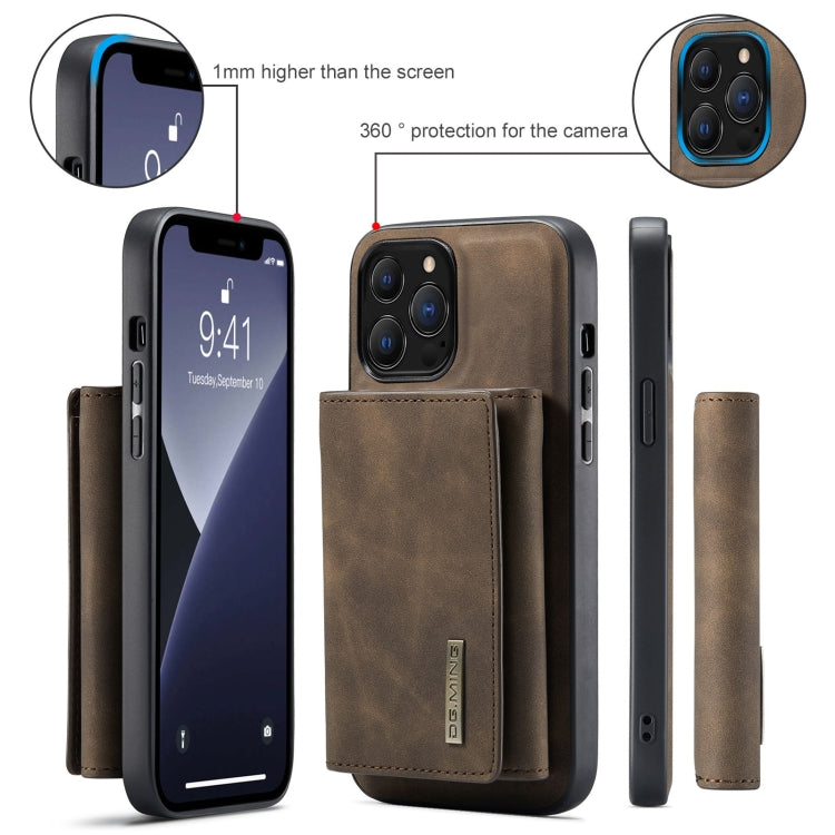 For iPhone 13 Pro Max DG.MING M1 Series 3-Fold Multi Card Wallet Shockproof Case with Holder Function (Coffee) - iPhone 13 Pro Max Cases by DG.MING | Online Shopping UK | buy2fix