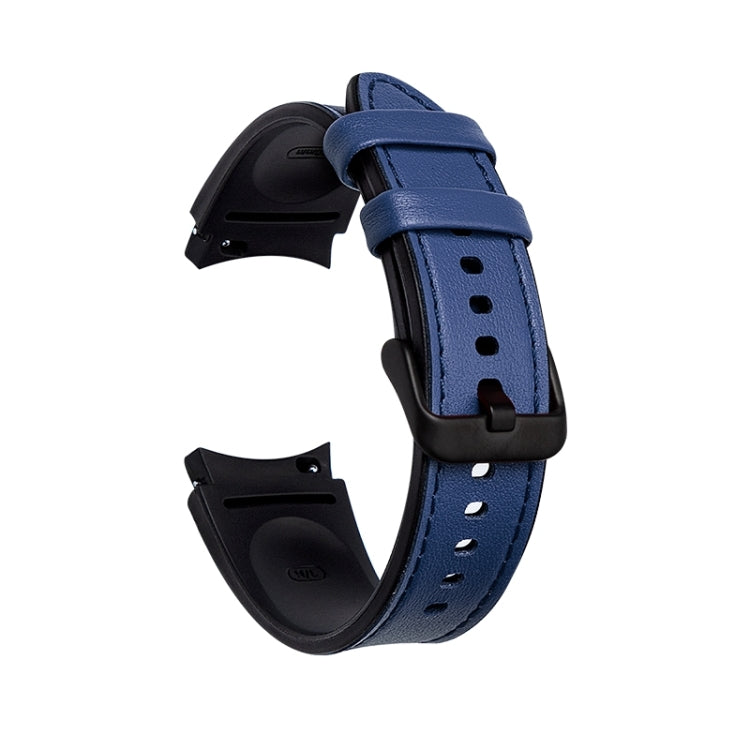 For Samsung Galaxy Watch4 Silicone + Leather Black Buckle Watch Band(Blue) - Watch Bands by buy2fix | Online Shopping UK | buy2fix