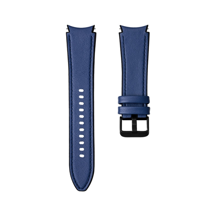 For Samsung Galaxy Watch4 Silicone + Leather Black Buckle Watch Band(Blue) - Watch Bands by buy2fix | Online Shopping UK | buy2fix