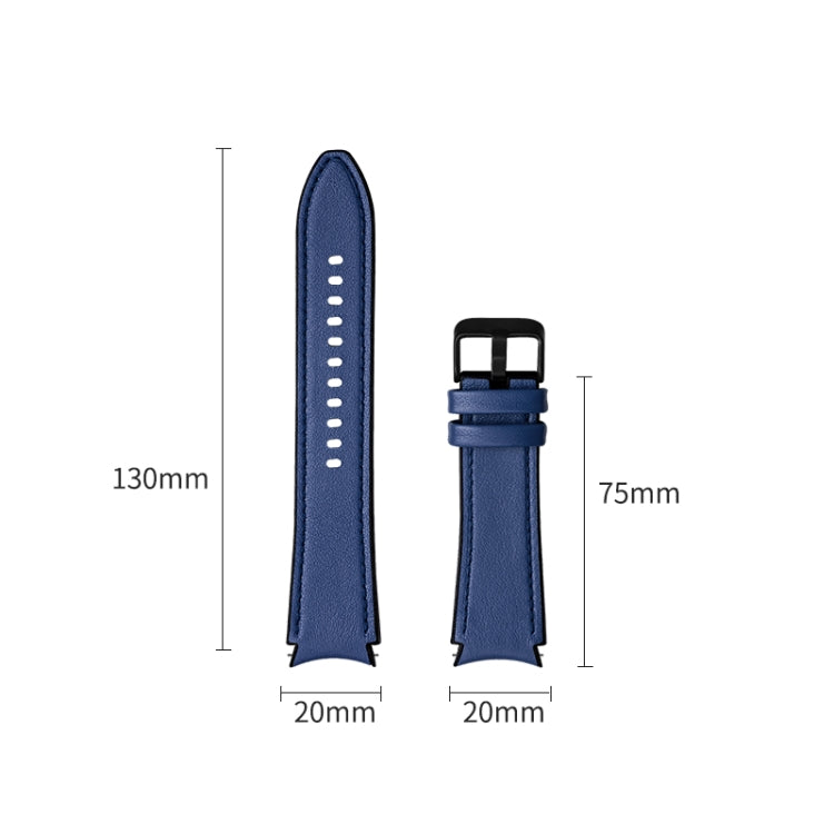 For Samsung Galaxy Watch4 Silicone + Leather Black Buckle Watch Band(Blue) - Watch Bands by buy2fix | Online Shopping UK | buy2fix