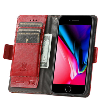 For iPhone SE 2022 / SE 2020 / 8 / 7 CaseNeo Business Splicing Dual Magnetic Buckle Horizontal Flip PU Leather Case with Holder & Card Slots & Wallet(Red) - iPhone SE 2022 / 2020 / 8 / 7 Cases by buy2fix | Online Shopping UK | buy2fix