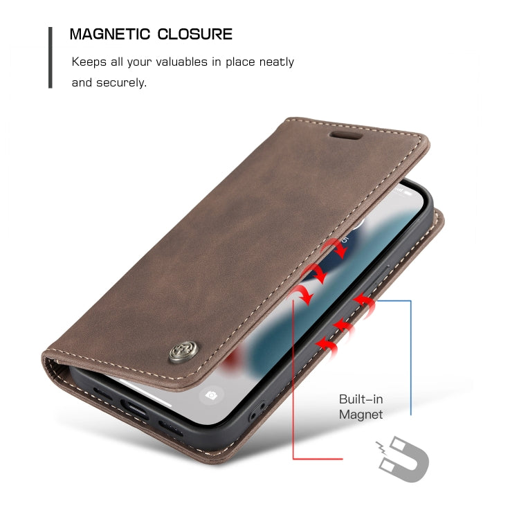 For iPhone 13 mini CaseMe-013 Multifunctional Retro Frosted Horizontal Flip Leather Case with Card Slot & Holder & Wallet (Coffee) - iPhone 13 mini Cases by CaseMe | Online Shopping UK | buy2fix