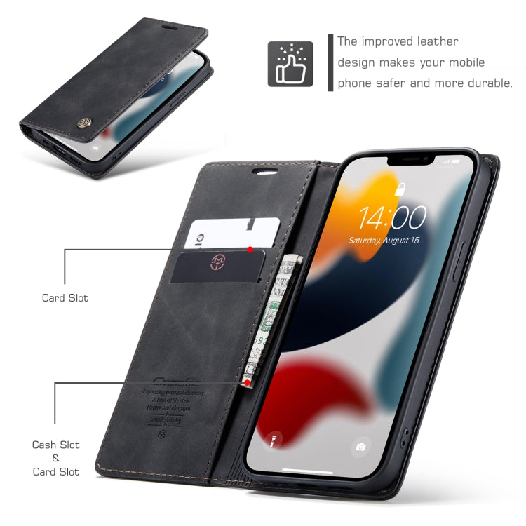 For iPhone 13 Pro CaseMe-013 Multifunctional Retro Frosted Horizontal Flip Leather Case with Card Slot & Holder & Wallet (Black) - iPhone 13 Pro Cases by CaseMe | Online Shopping UK | buy2fix