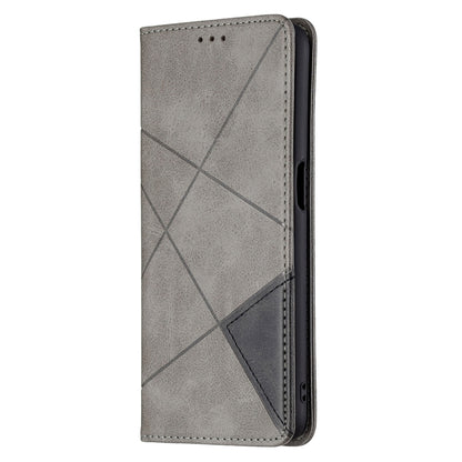 For OPPO A54 4G / A55 5G Rhombus Texture Horizontal Flip Magnetic Leather Case with Holder & Card Slots(Grey) - OPPO Cases by buy2fix | Online Shopping UK | buy2fix