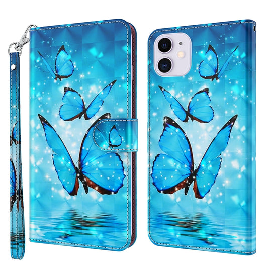 For iPhone 13 Pro 3D Painting Pattern Horizontal Flip TPU + PU Leather Case with Holder & Card Slots & Wallet (Three Butterflies) - iPhone 13 Pro Cases by buy2fix | Online Shopping UK | buy2fix