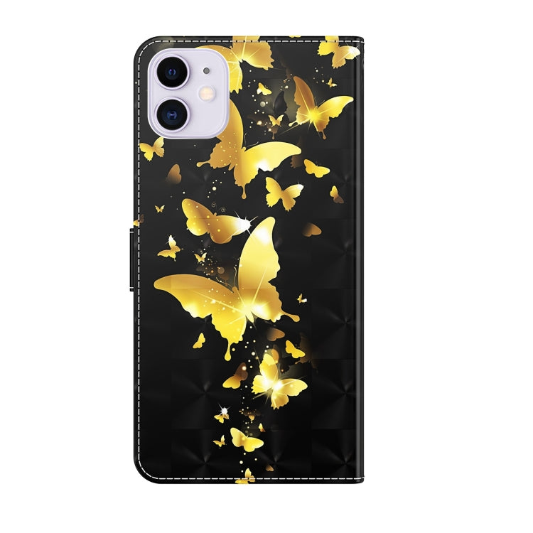 For iPhone 13 Pro Max 3D Painting Pattern Horizontal Flip TPU + PU Leather Case with Holder & Card Slots & Wallet (Gold Butterflies) - iPhone 13 Pro Max Cases by buy2fix | Online Shopping UK | buy2fix