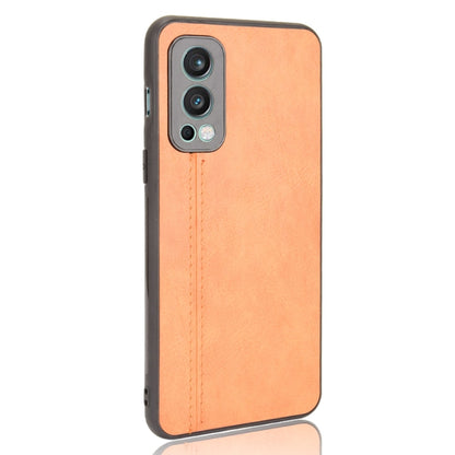 For OnePlus Nord 2 5G Shockproof Sewing Cow Pattern Skin PC + PU + TPU Case(Orange) - OnePlus Cases by buy2fix | Online Shopping UK | buy2fix