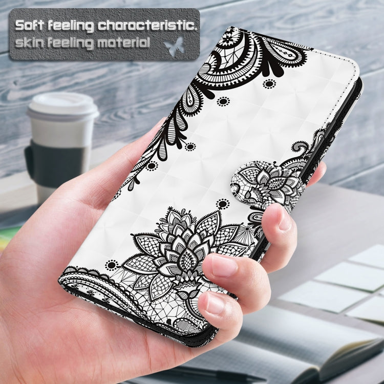 For Motorola Moto G30/G10/G20 3D Painting Pattern Horizontal Flip TPU + PU Leather Case with Holder & Card Slots & Wallet(Diagonal Black Flower) - Motorola Cases by buy2fix | Online Shopping UK | buy2fix